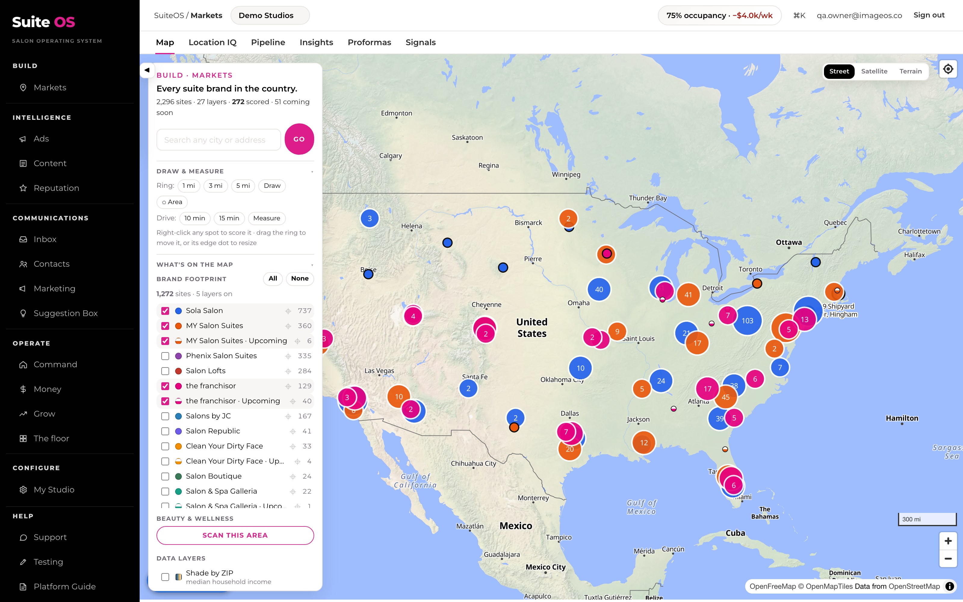 Every site in an industry, on one map.